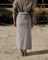 BASERANGE Cotton and Linen Ribbed Wrap Skirt Portugal BAS-SKGW-CH-WI24-HL Gray Blue